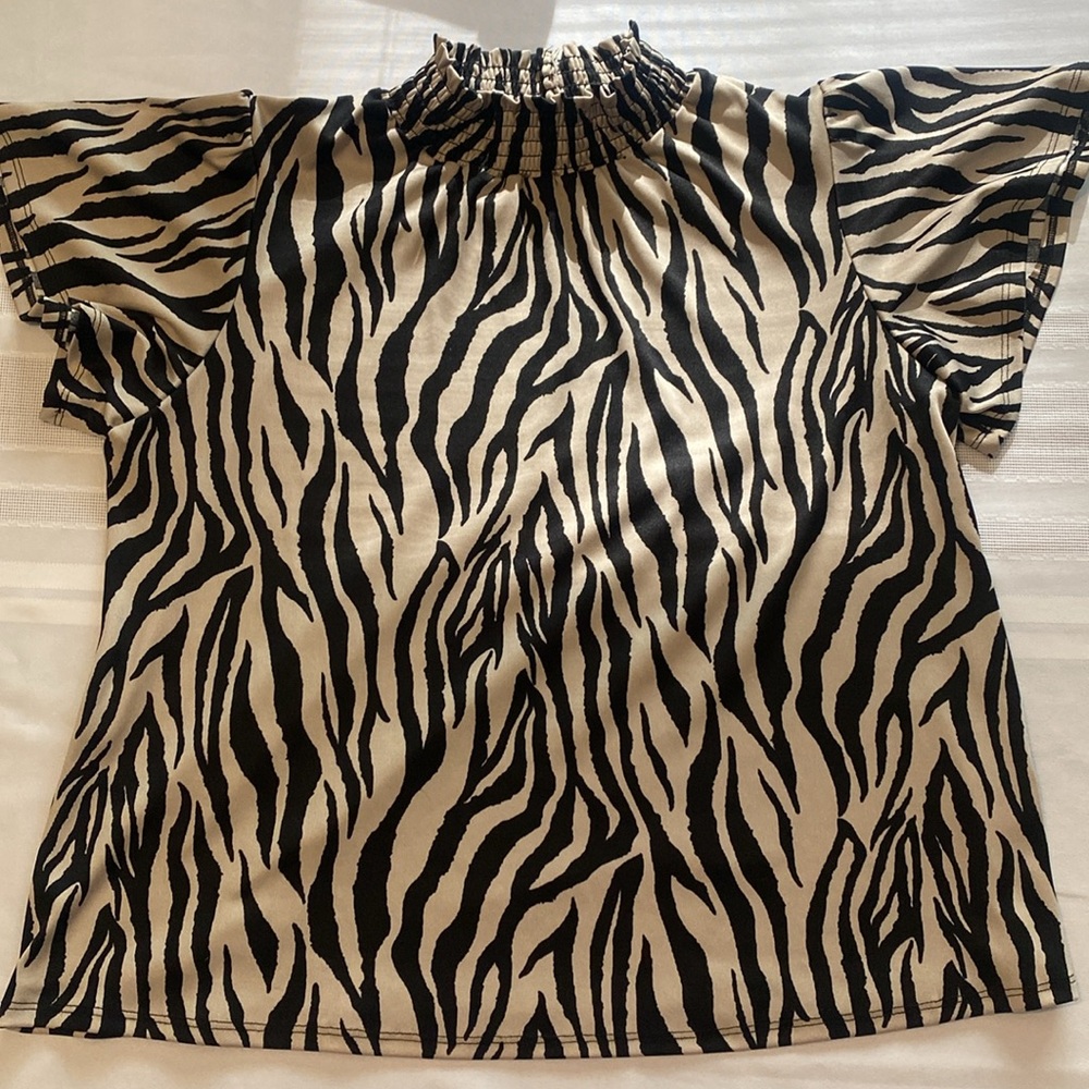 Beacon Zebra Print Flutter Sleeve Top